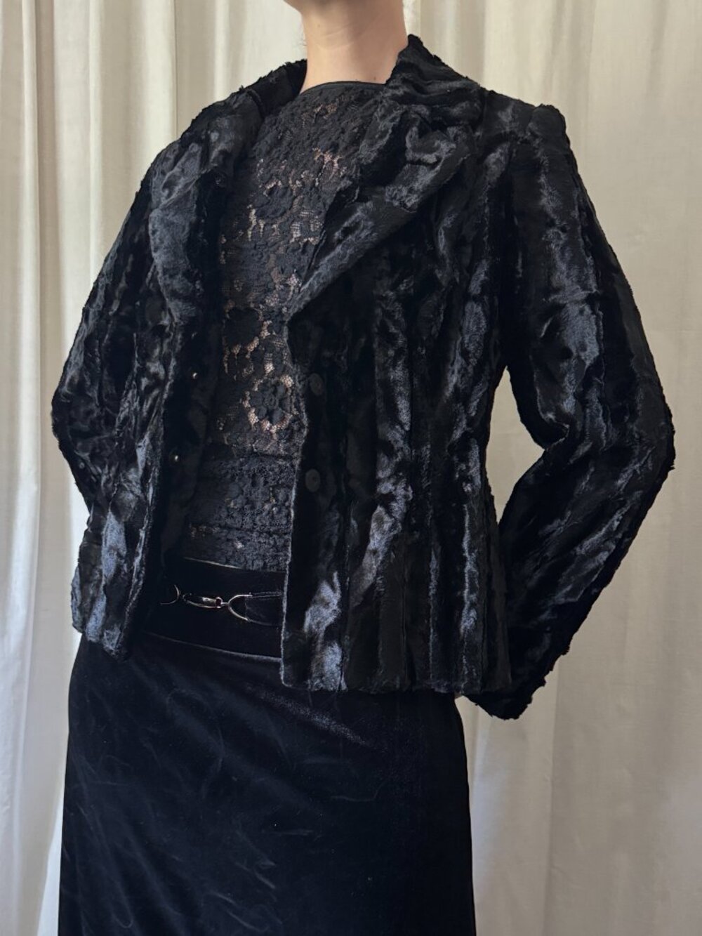 INC International Concepts Black Faux Fur Jacket Women's Size Medium